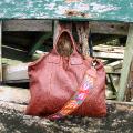 Grand sac cabas en cuir avec bandoulière brodée, Biba Collection Sumner